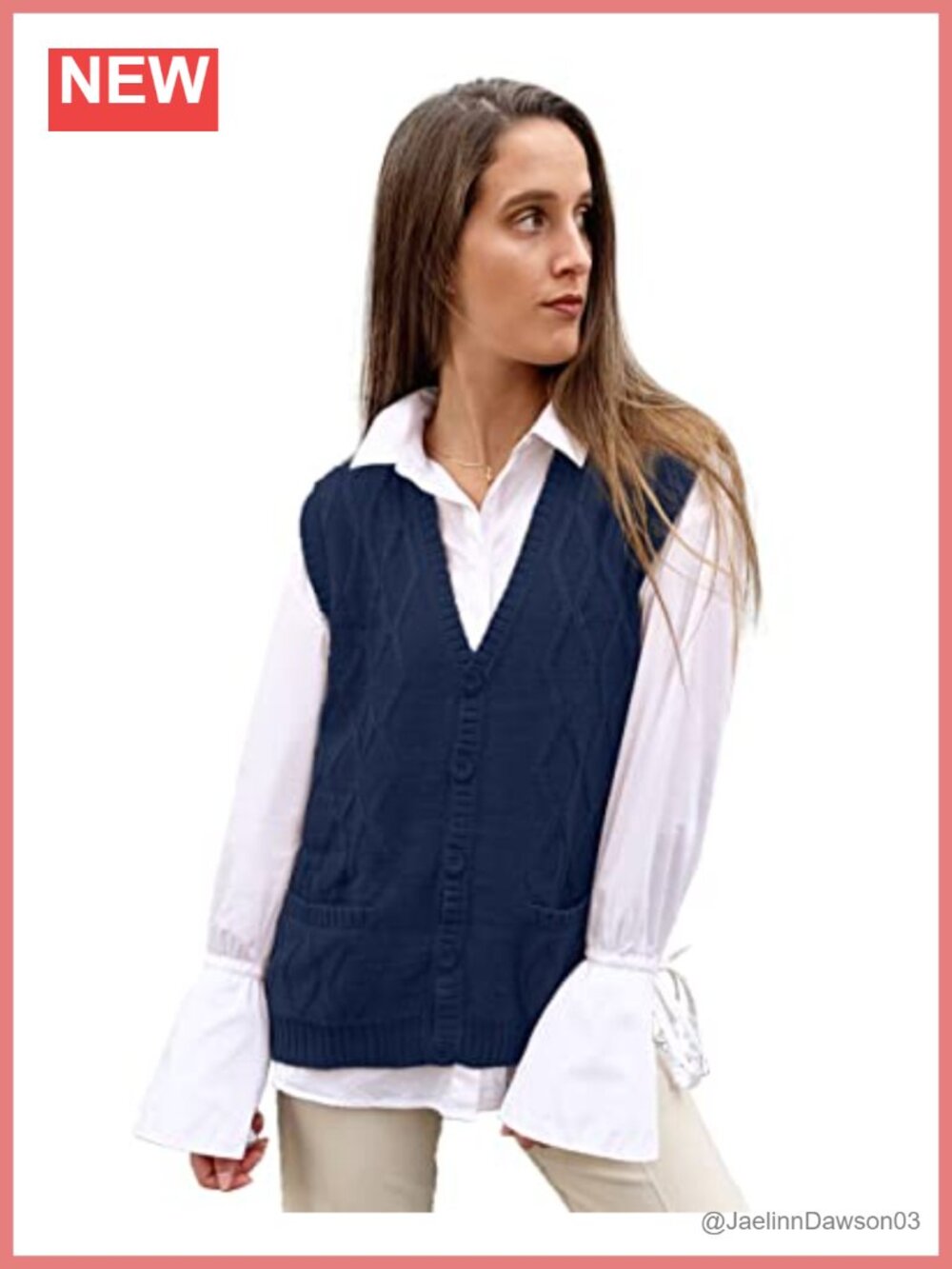 Alpaca Wool Argyle V-Neck Cardigan Sweater Vest Sleeveless Relaxed Fit
